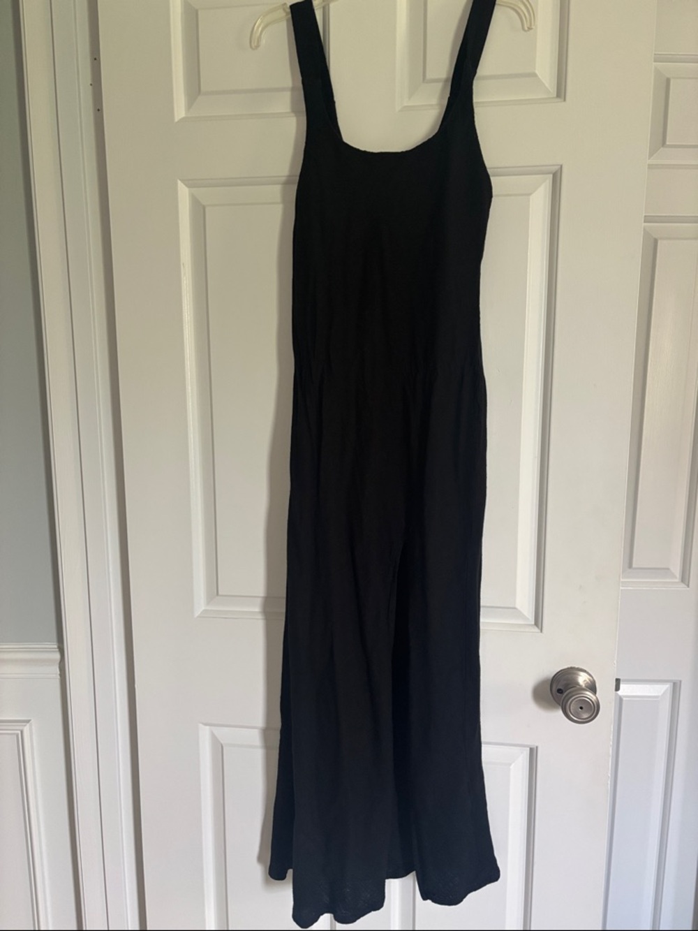 ASOS design Viscose Flax Blend Maxi Black Dress Front Slit Size 2